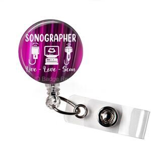 Sonographer Live Love Scan Badge Reel | Imaging Ultrasound Tech ID Holder
